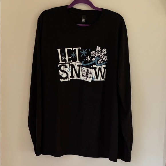 Tops - Black 'Let It Snow' Long Sleeve Shirt XL New Without Tags